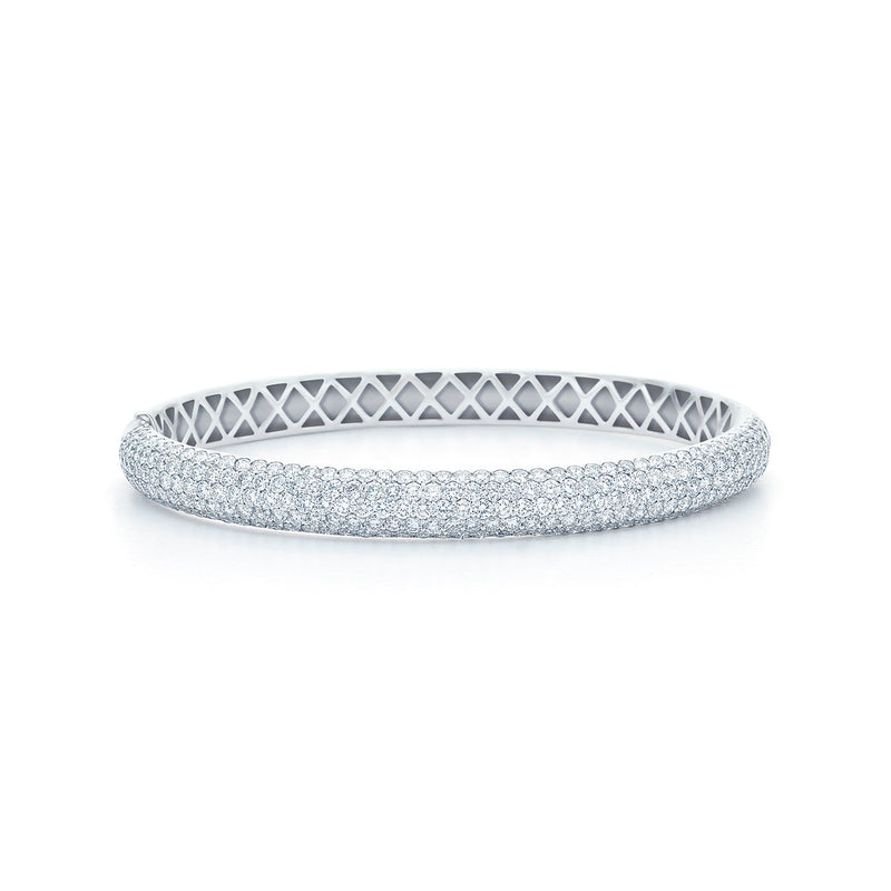 Moonlight 5 Row Wide Bangle with Pave Diamonds