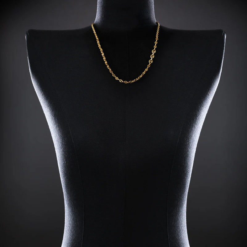 26" 3MM Open Link Necklace in Yellow Gold