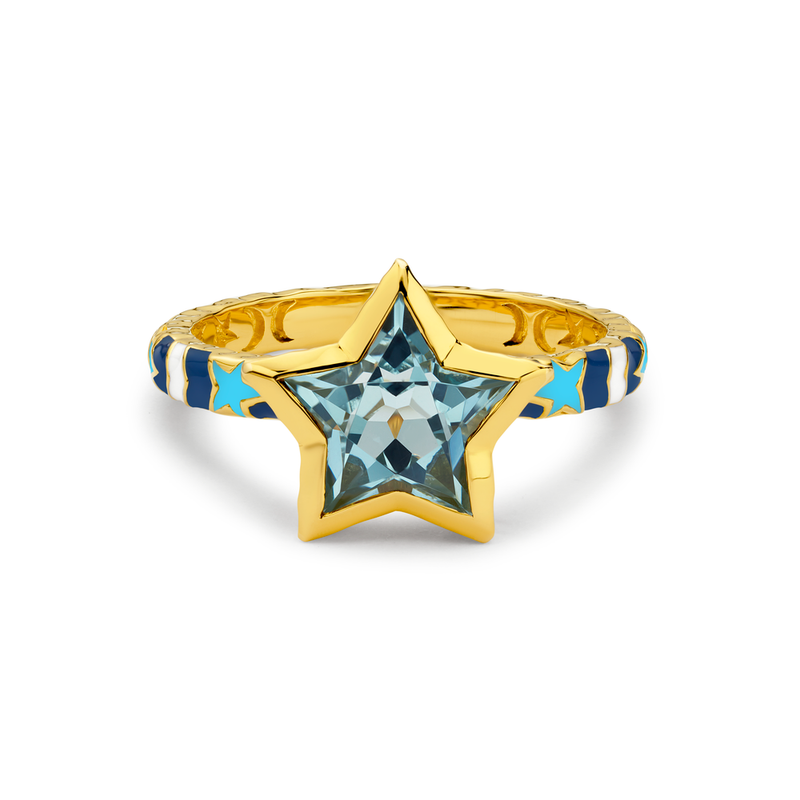 Aquamarine Star Ring