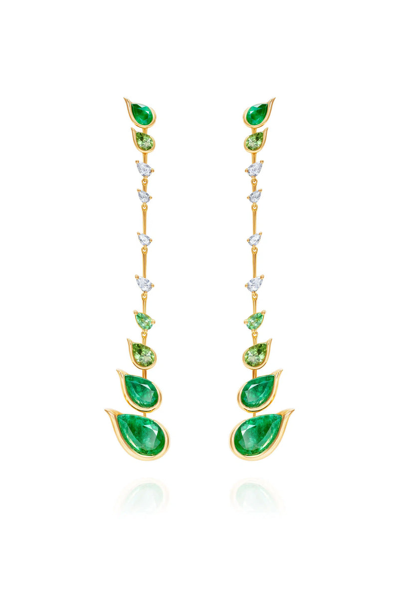 Flicker Drop Earrings - Emeralds