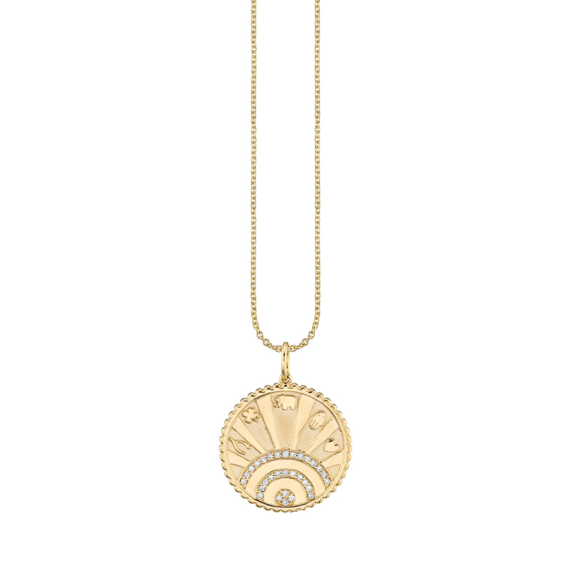 Small Pave Luck Coin Pendant + Chain