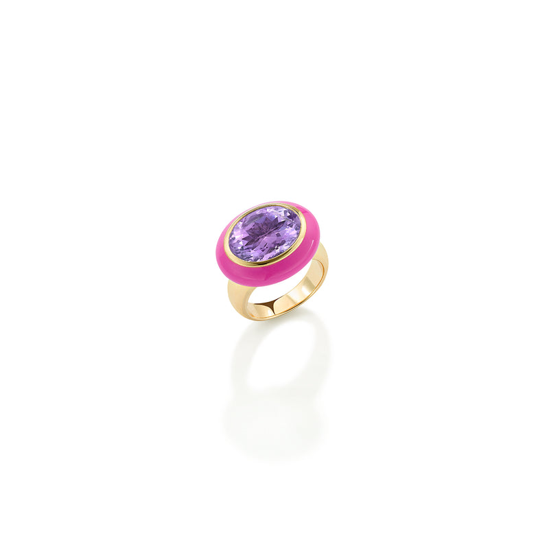 Arena Ring with Amethyst and Purple Enamel