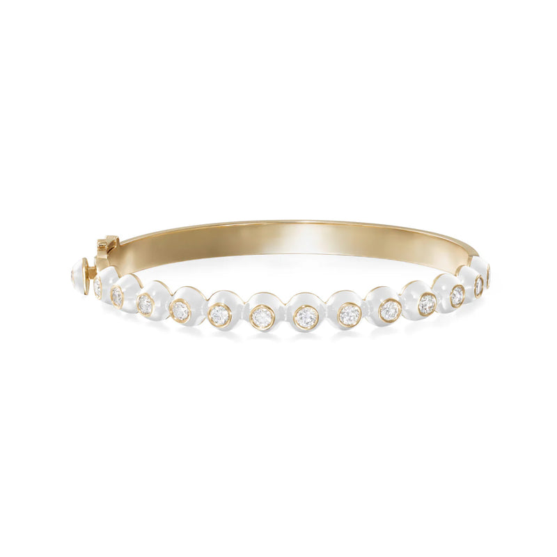 Audrey Hinged Bracelet - White Enamel