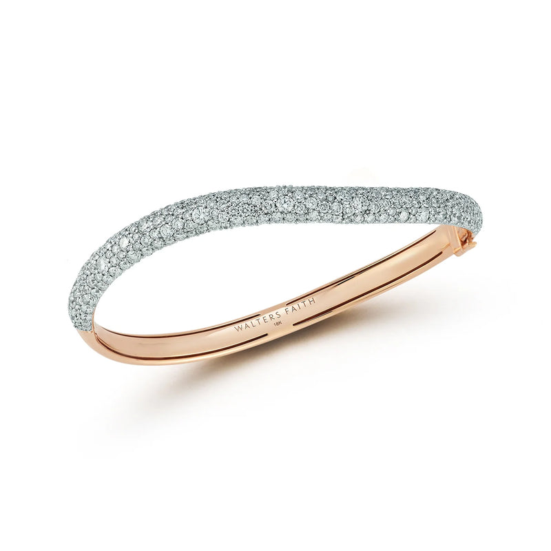 Julian Wave Curved Bracelet, Diamond