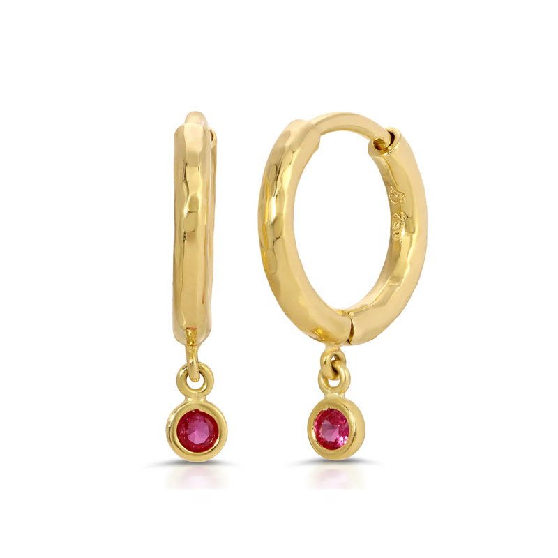 Charmed Micro Gabby Hoops - Ruby Half Carat