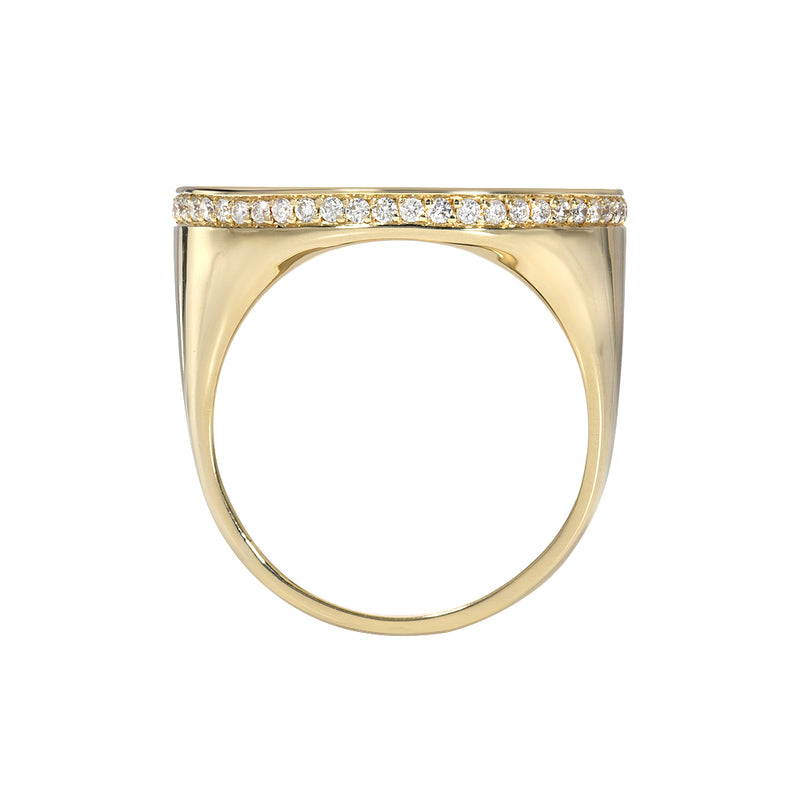 St. Benedict Signet Ring with White Diamonds