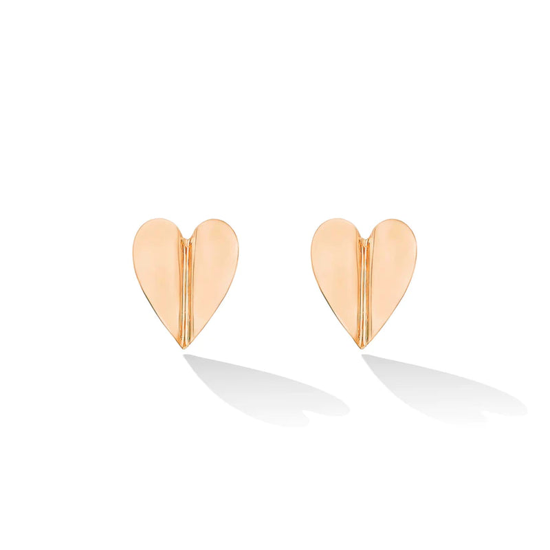 Rose Gold Wings of Love Large Folded Heart Studs