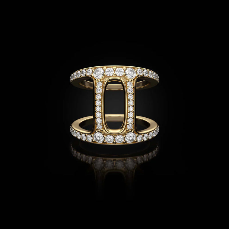 Phantom II Ring, Yellow Gold + Diamonds