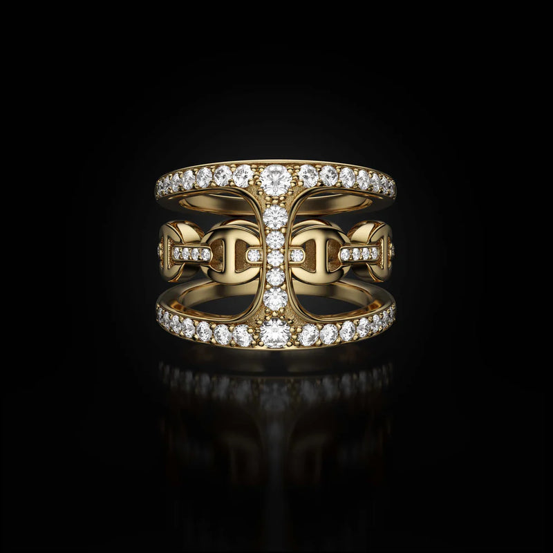 Dame Phantom Clique with Diamonds Ring - Yellow Gold