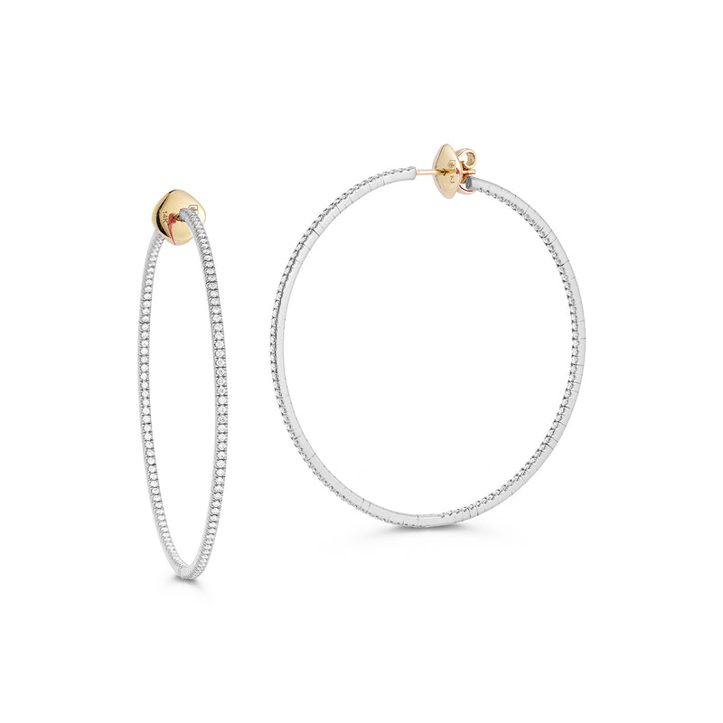 The Mega Diamond Hoops in White