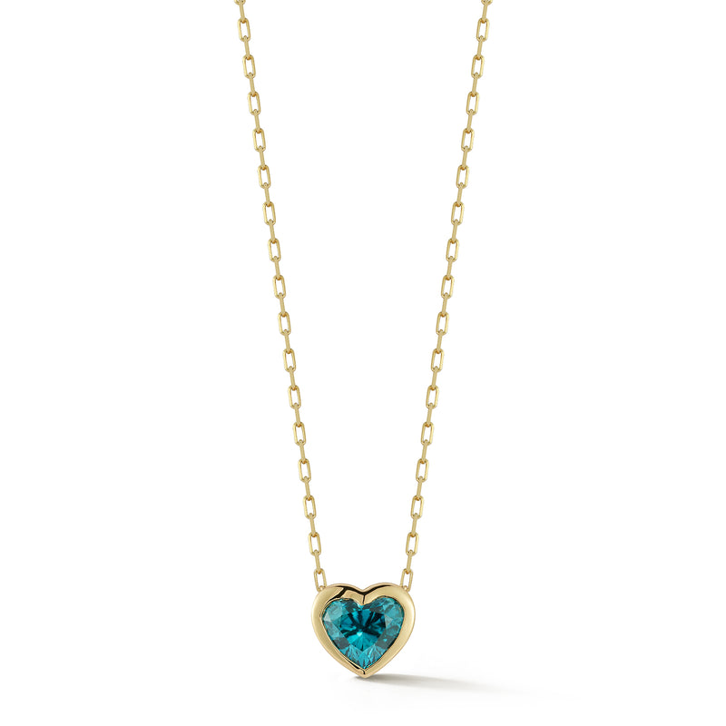 Blue Zircon Heart Pendant