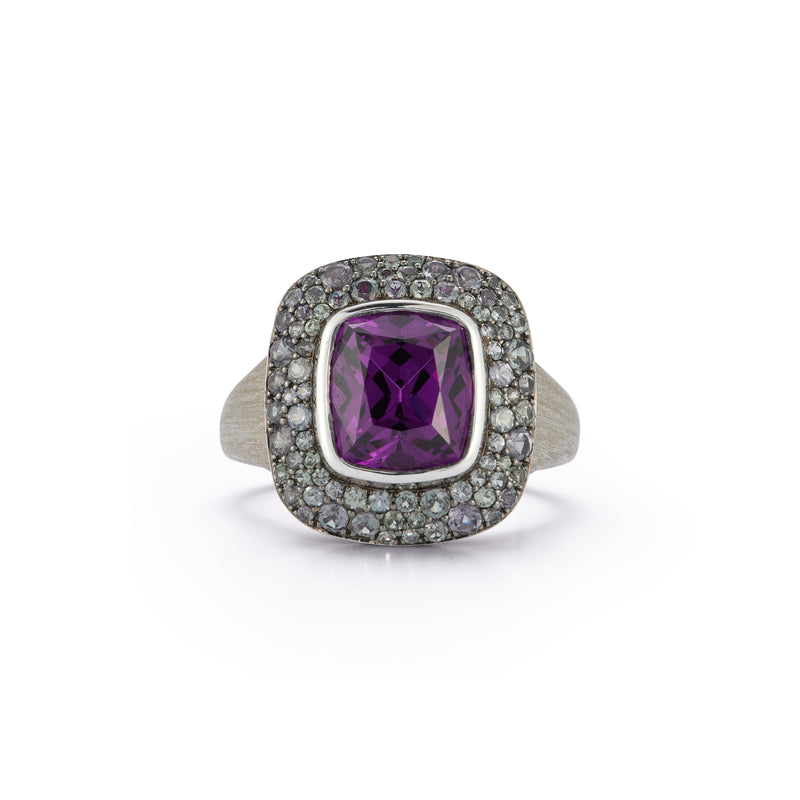 Purple Garnet Ring with Color Change Garnet Melee