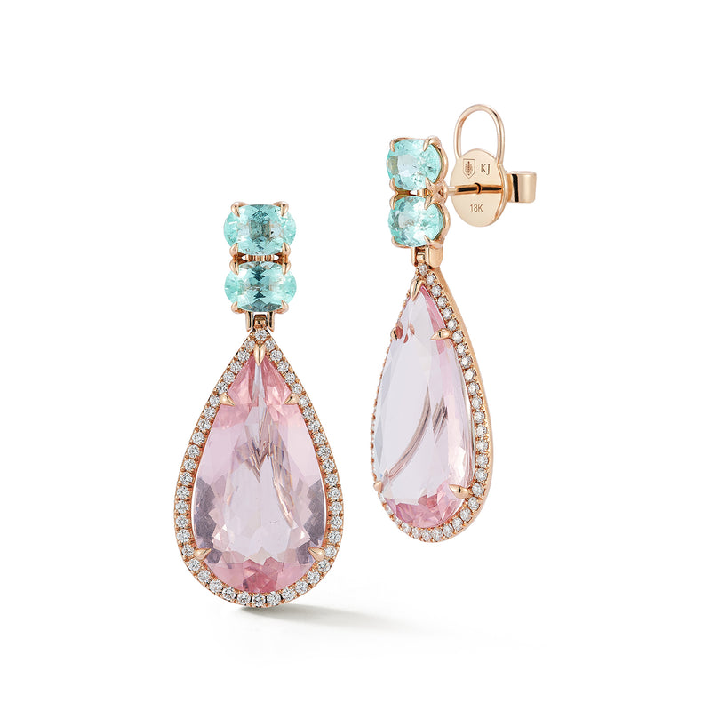 Morganite + Paraiba Earrings