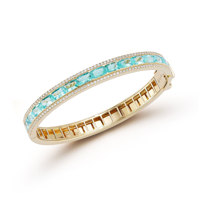 Paraiba Tourmaline Origami Bangle, Bluish Ting