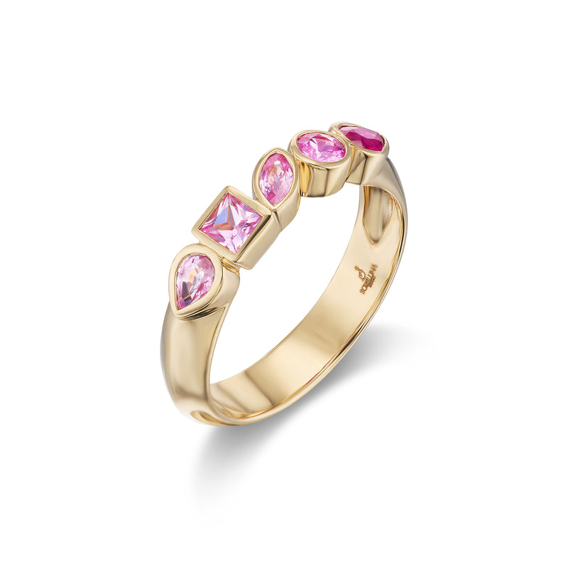 Multi-Shape Pink Sapphire Bezel Band