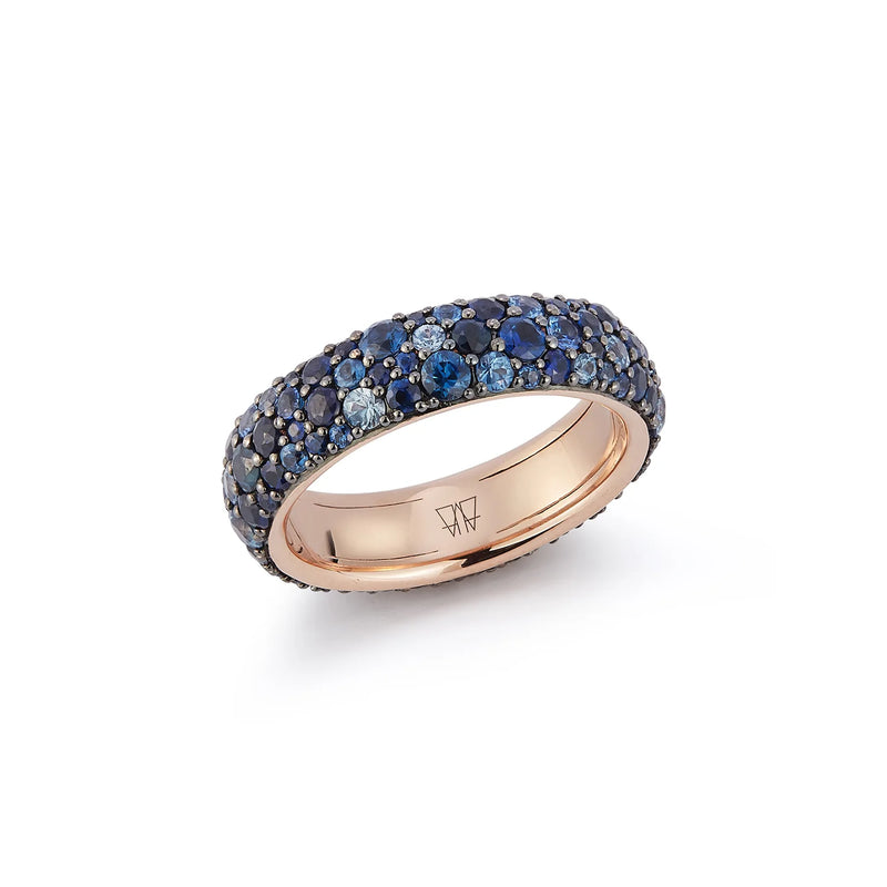 OC x WF 18K Rose Gold Blue Sapphire Band Ring