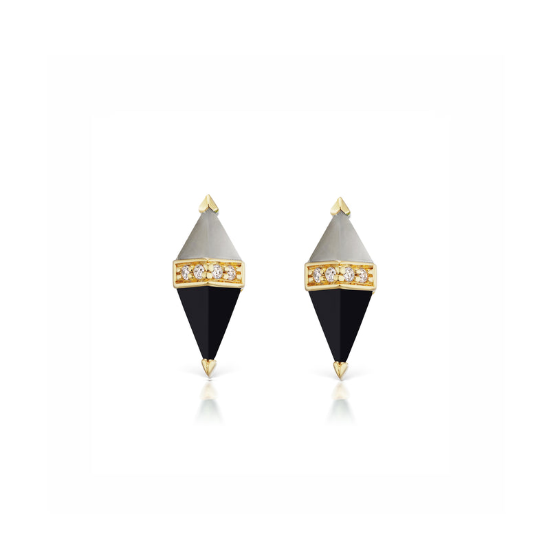 Grey Moonstone and Black Onyx Pietra Earrings