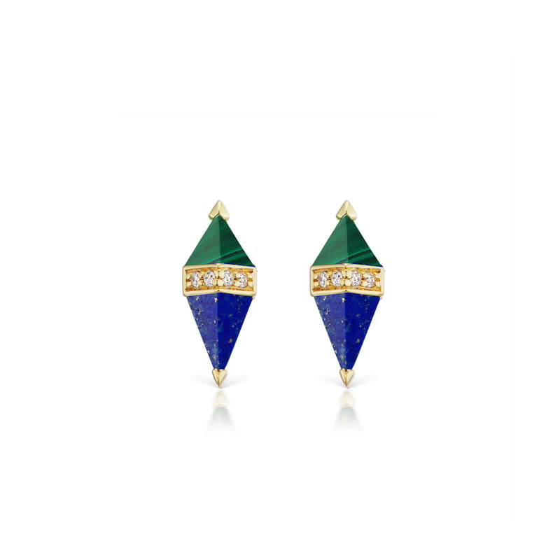 Pietra Malachite and Blue Lapis Studs