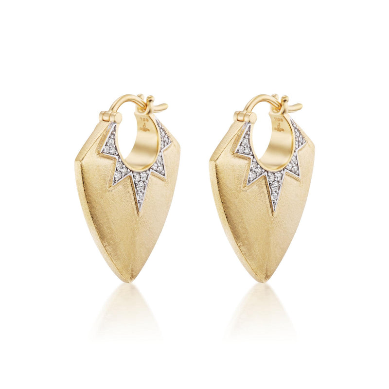 Guitar Pick Earrings in Yellow Gold