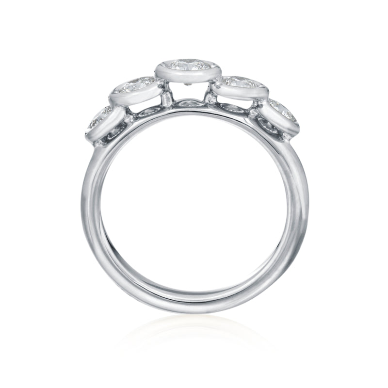 5 Diamond Bezel Set Platinum Moonlight Ring