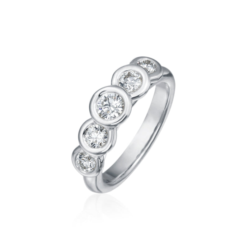 5 Diamond Bezel Set Platinum Moonlight Ring