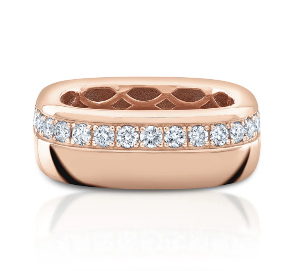 Square Large Diamond Band Rose Gold