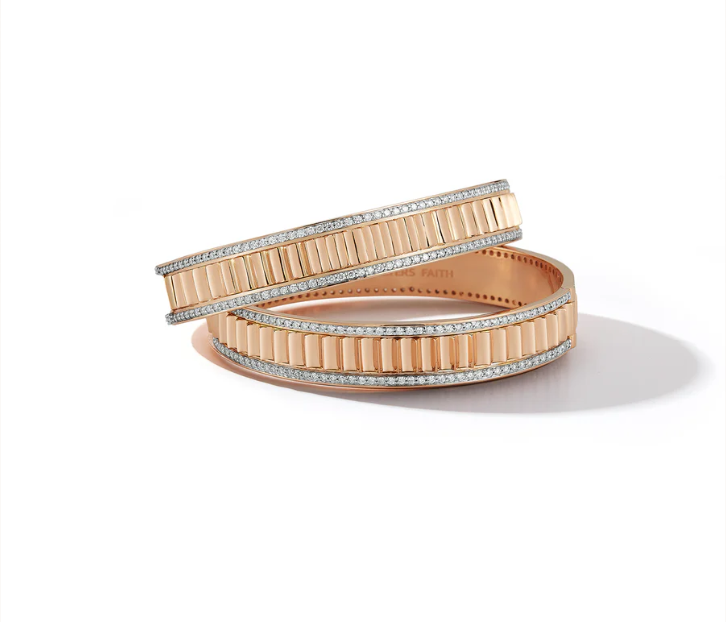 Clive 18K Rose Gold Diamond Edge Fluted Bangle