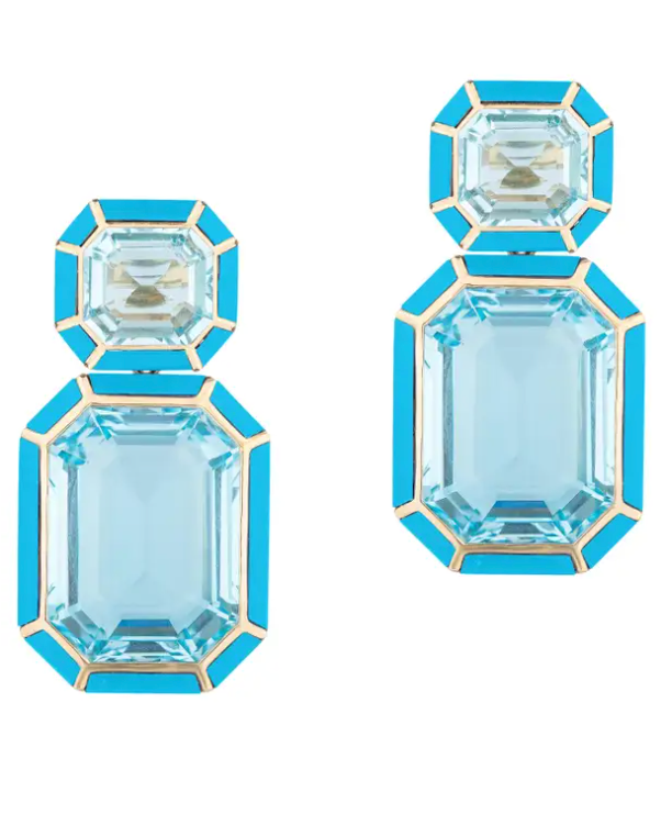 "Melange" Blue Topaz and Turquoise Drop Earring