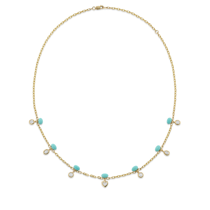 Sputnik Diamond + Blue Enamel Necklace