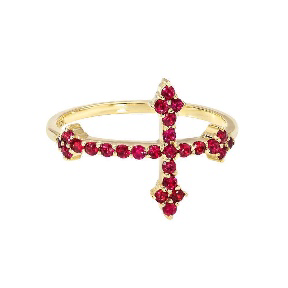 Cross Your Fingers Ring with Ruby