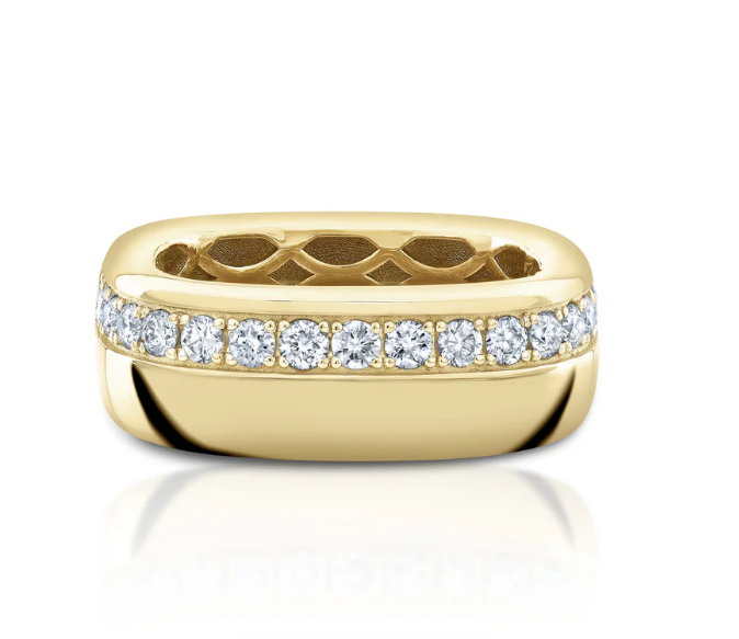 Square Large Diamond Band Yellow Gold