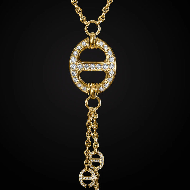 Grand Lariat Necklace with Diamond Stations