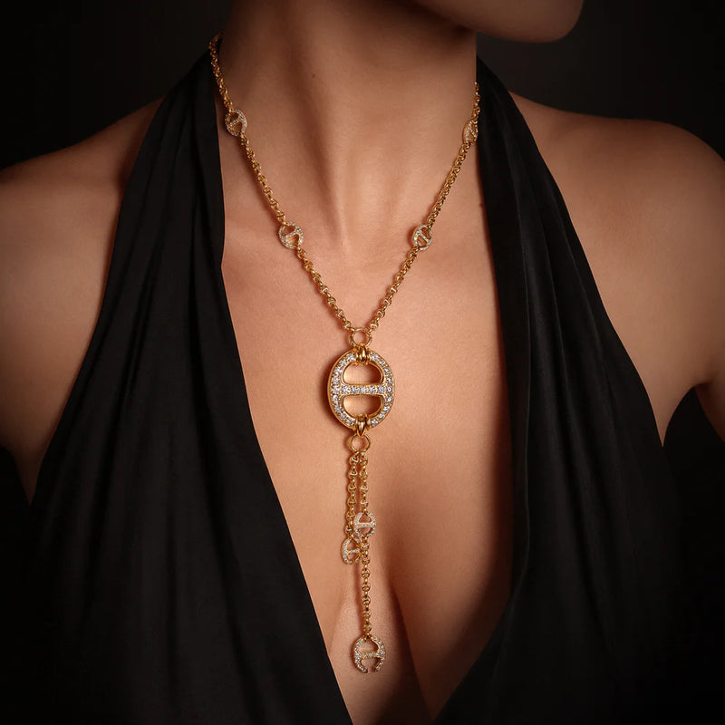 Grand Lariat Necklace with Diamond Stations