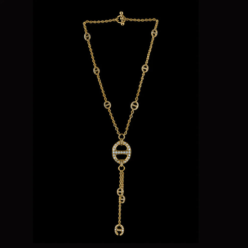 Grand Lariat Necklace with Diamond Stations