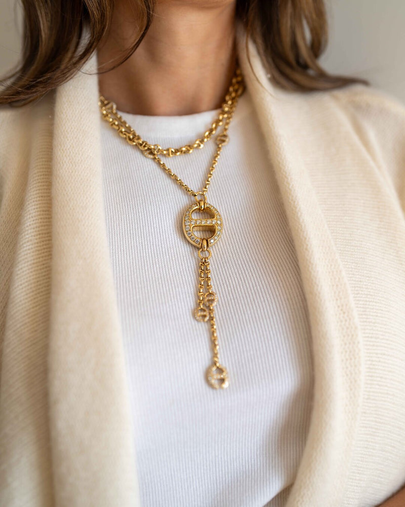 Grand Lariat Necklace with Diamond Stations