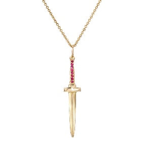 Small Dagger Pendant with Rubies