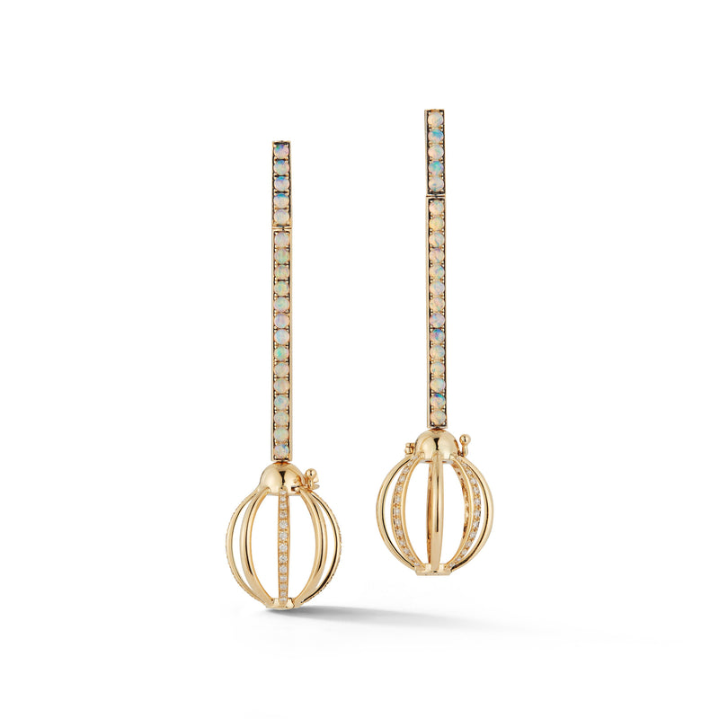 Opal Cage Bar Earrings