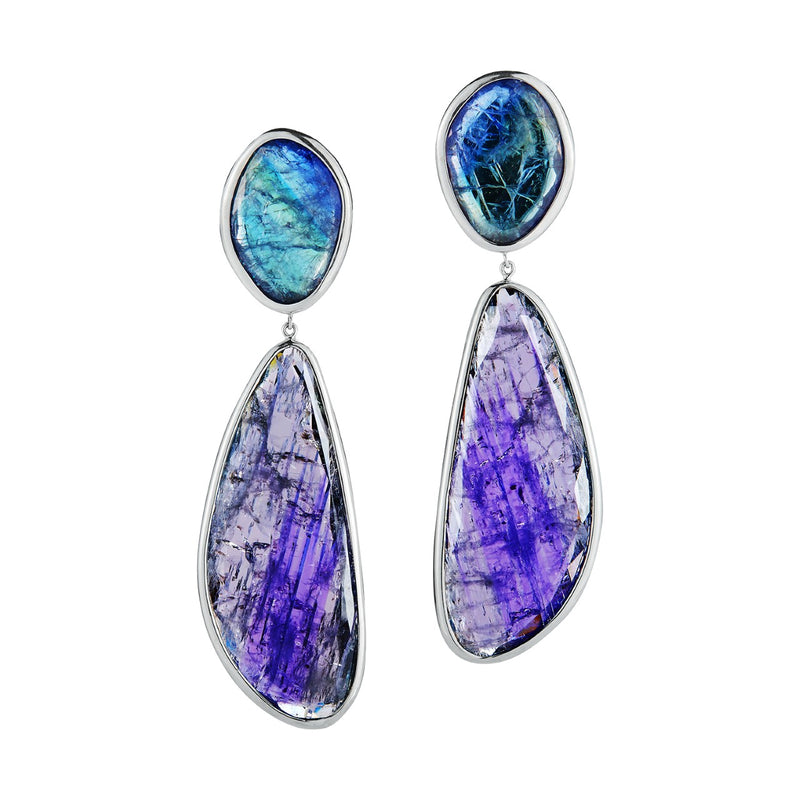 Long Tanzanite Sliced Earrings