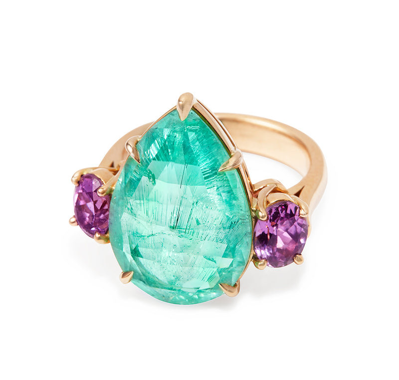 Paraiba Tourmaline Pastel Sunset Cocktail Ring