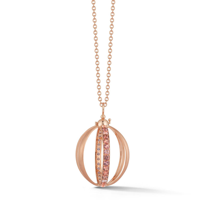 Medium Rose Gold Autumnal Spinel Cage Pendant