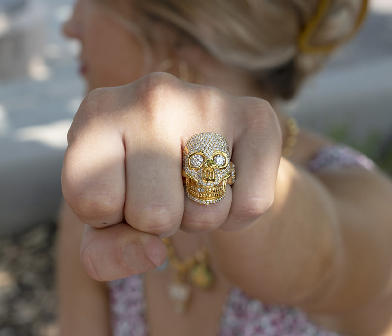 Diamond Pavé Skull Ring